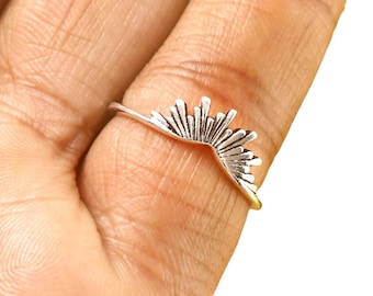14k Solid Gold Sunburst Ring, Gold Sonnenstrahl Ring, Sonnenschein Ring, aufgehende Sonne Ring, perfektes Geschenk für sie, minimalistischen Frauen Ring, himmlischen Ring