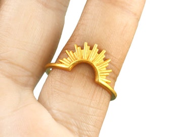 14k Solid Gold Sunburst Ring, Gold Sonnenstrahl Ring, Sonnenschein Ring, aufgehende Sonne Ring, perfektes Geschenk für sie, minimalistischen Frauen Ring, himmlischen Ring