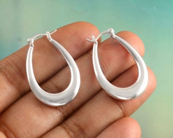 Elegant Hoop Earrings,  Sterling Silver Hoops, 925 Sterling Silver Hoop Earrings, Round Hoop Earrings, Pierced Earrings, Silver Earrings