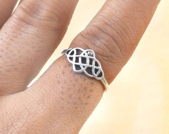 Celtic Knot Ring - Infinite Loop Ring - Silver Plated Brass Ring - Handmade Ring - Promise Ring - Wedding Ring - Gift For Her