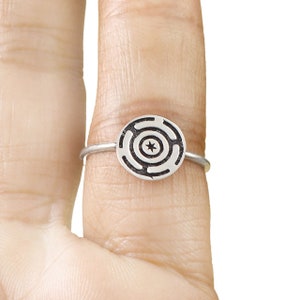 Sólido 925 anillo de estrofalos mágico de Hekate de plata, rueda de joyería de símbolo de Hecate, joyería de talismán, anillo de plata, anillo único