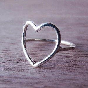 Heart Ring in Recycled Sterling Silver - Open Heart Ring - Heart Shaped Ring - Heart Outline - Big Heart - Valentine - Gift - Love