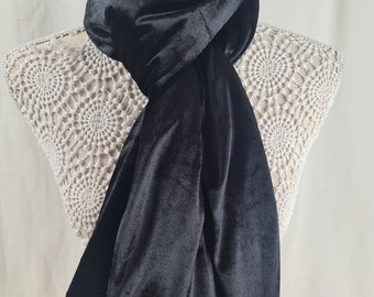 Black velvet scarf,  winter warm wrap shawl, gift for her