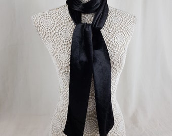 Black velvet skinny scarf,  neck tie, thin scarf, winter warm wrap shawl, gift for her