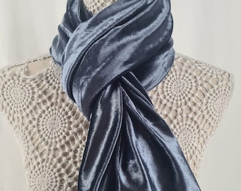Grey velvet scarf,  winter warm wrap shawl, gift for her