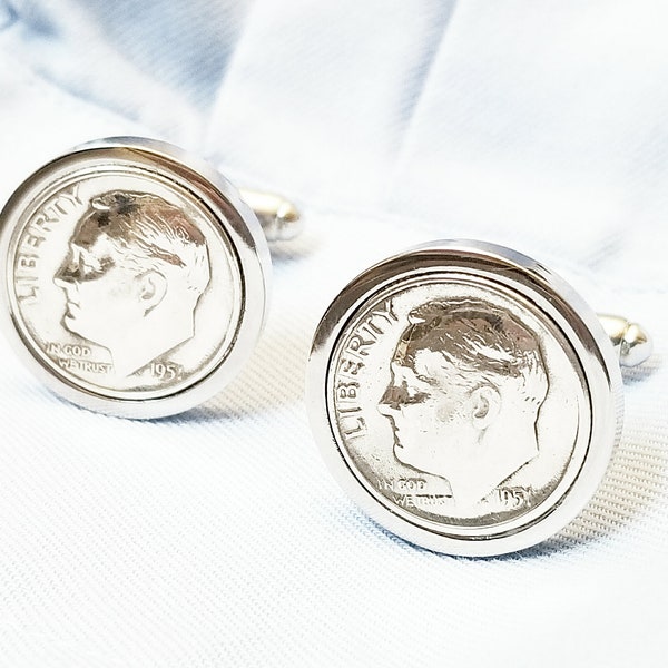 Dime Cuff links Coin Cufflinks Birthday For Him Retirement Anniversary Groomsmen Gift Groom Wedding Gifts for Men Dimes from Heaven Him