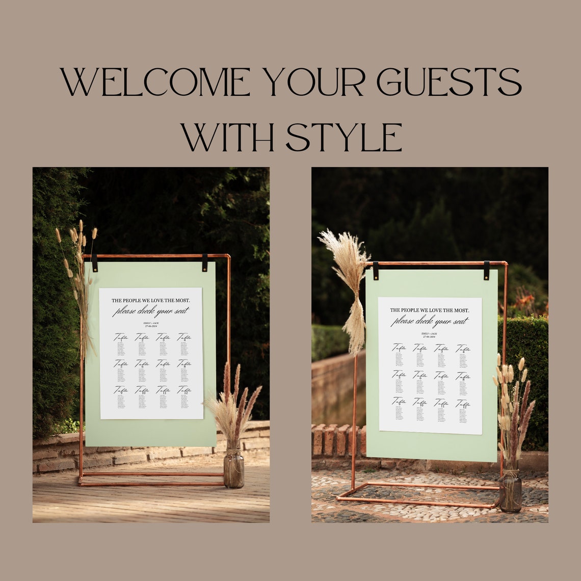 Custom Wedding TABLE SETTING CHART, Editable Alphabetical Seating ...