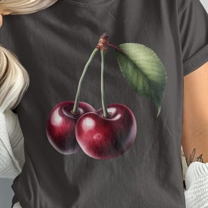 Cherry T-Shirt, Fruit Tee, Comfort Colors, Food Lover Gift, Botanical T Shirt, Unisex T Shirt, Trendy T Shirt, Gift for Her, Vintage TShirt