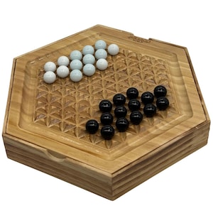 Abalone Board Game - Marble Strategy Game - 2 Player Games - Marble Chess Game - Chess Board Game - Strategy Games 28 Black & White Marbles