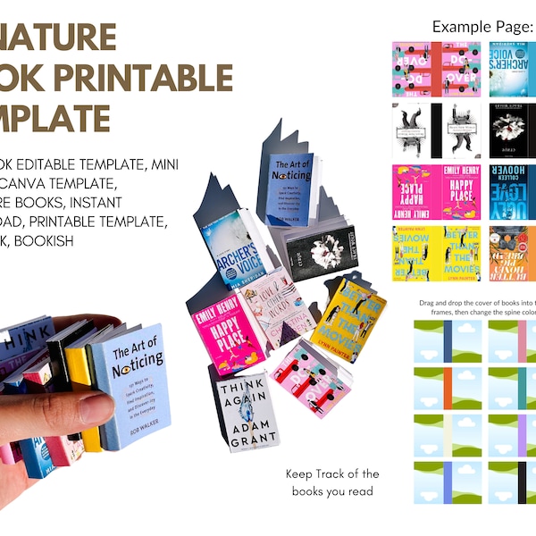 Mini Book Canva Template - Editable, Instant Download, Printable - Bookish Miniature Books for Booktok