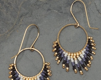 Orecchini a cerchio Boho Miyuki: acciaio inossidabile dorato, gioielli di tendenza realizzati a mano