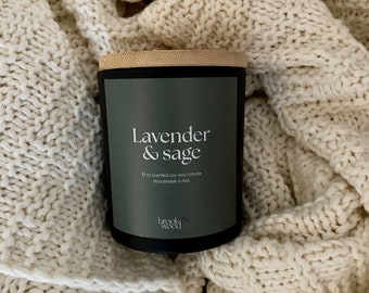 Lavender & Sage Soy Wax Candle: Aromatherapy Spa Candle