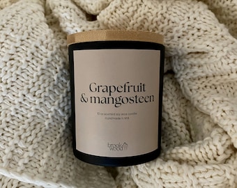 Grapefruit & Mangosteen 100% Soy Wax Candle, Handmade Gift, Citrus Summer Scent, Gifts for Her, Teacher Appreciation Gift, Mother's Day Gift