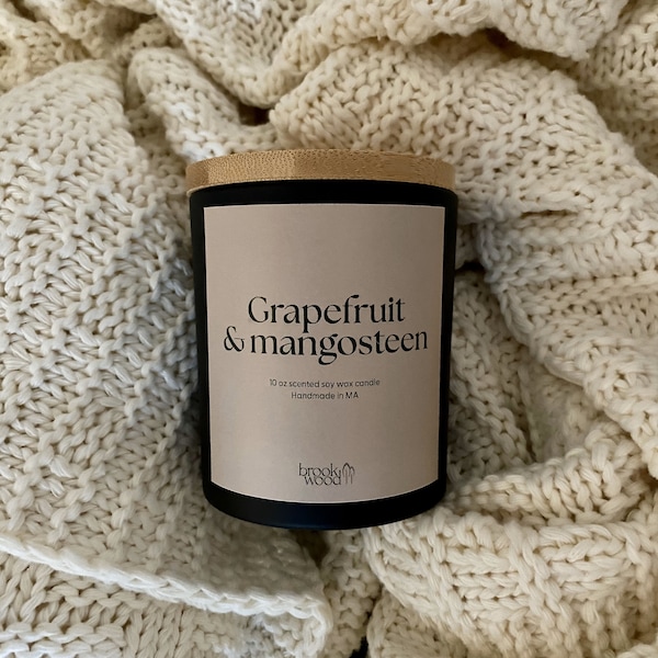 Grapefruit & Mangosteen 100% Soy Wax Candle, Handmade Gift, Citrus Summer Scent, Gifts for Her, Teacher Appreciation Gift, Mother's Day Gift