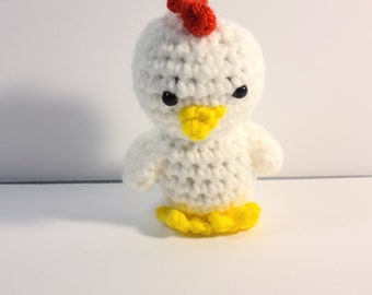 Handmade Amigurumi Mini White Chicken Stuffed Animal