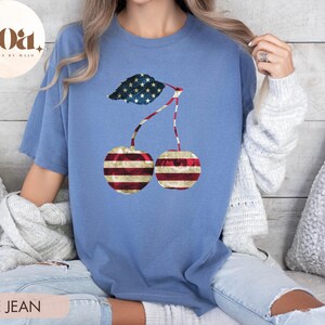 Camiseta patriótica de cerezas Camiseta de frutas con bandera estadounidense Camiseta del Día de los Caídos Camiseta vintage de cerezas del 4 de julio de EE. UU. Camiseta de cerezas Camiseta patriótica de cerezas