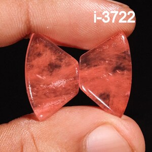 Top Quality Cherry Quartz Gemstone Pairs - Loose Cherry Quartz Cabochon - Smooth Polished- Cherry Quartz Earrings Crystal for Making jewelry