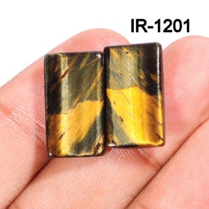 Natural Multi Tiger Eye Cabochon - Smooth Polished Flat Back Pairs Cabochon- Beautiful Multi / Blue Tiger Crystal for making Earring jewelry