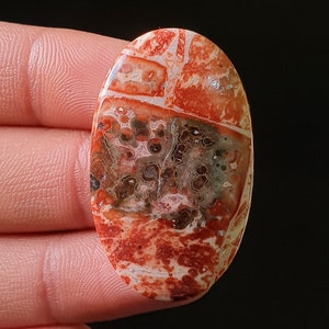 100% natürliche Leopardenhaut Jaspis Cabochon - Glatte polierte Cabochon - Leoparden Haut Jaspis Kristall für Schmuck machen Anhänger 40x24x6mm. 47Ct