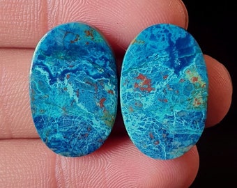 Natural Pretty Shattuckite Cabochon - Smooth Polished Cabochon-   Shattuckite Crystal for jewelry make Earring 24x15x4mm. 35Ct