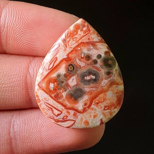 Natürliche Leopard Haut Jaspis Cabochon - Glatte polierte Cabochon - Leopard Haut Jaspis Kristall für Schmuck machen Anhänger 30x24x5mm. 28 Jh