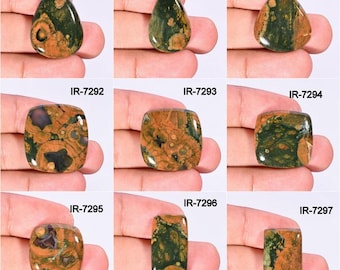 Designer Rhyolith Jaspis Cabochon, Grüner Edelstein für die Schmuckherstellung