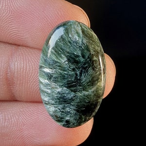 Natural Appealing Seraphinite Cabs- Smooth Polished Cabochon-  Seraphinite Crystal for jewelry and make Pendant 26x16x5mm 16Ct