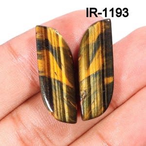 Natural Multi Tiger Eye Cabochon - Smooth Polished Flat Back Pairs Cabochon- Beautiful Multi / Blue Tiger Crystal for making Earring jewelry