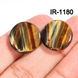 Natural Multi Tiger Eye Cabochon - Smooth Polished Flat Back Pairs Cabochon- Beautiful Multi / Blue Tiger Crystal for making Earring jewelry