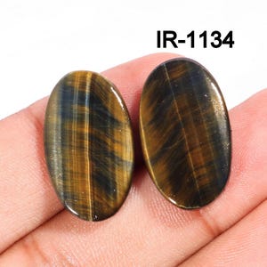 Natural Multi Tiger Eye Cabochon - Smooth Polished Flat Back Pairs Cabochon- Beautiful Multi / Blue Tiger Crystal for making Earring jewelry