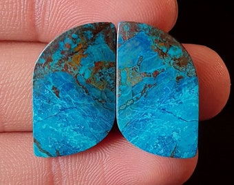 Natural Pretty Shattuckite Cabochon - Smooth Polished Cabochon-   Shattuckite Crystal for jewelry make Earring 24x14x4mm. 30Ct