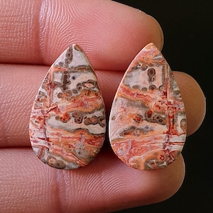 Natürliche Leopardenhaut Jaspis Cabochon - Glatte polierte Cabochon - Leoparden Haut Jaspis Kristall für Schmuck machen Ohrring 24x15x4mm. Jh. 21.Jh