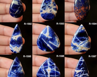 Rare Quality Natural Sodalite Cabochon - Smooth Polished Flat Back Cabochon- Beautiful Sodalite Crystal for making jewelry