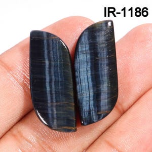 Natural Multi Tiger Eye Cabochon - Smooth Polished Flat Back Pairs Cabochon- Beautiful Multi / Blue Tiger Crystal for making Earring jewelry
