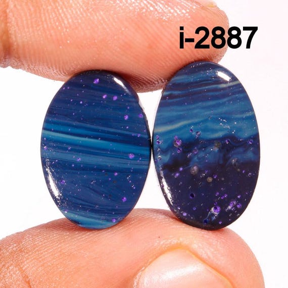 Natural Leland Blue Gemstone Pairs, Designer Healing Leland Blue