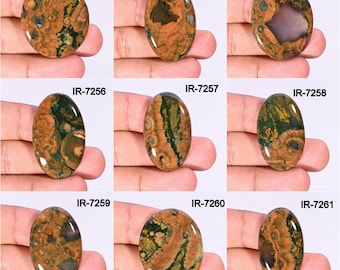 Grüner Rhyolith Jaspis Cabochon, Einzelstein für Schmuck