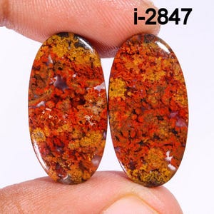 Natural Mexican Flame Agate Pairs - Flame Agate Cabochon - Smooth Polished Cabochon- Flame Agate Crystal for Making Earrings jewelry Supply,