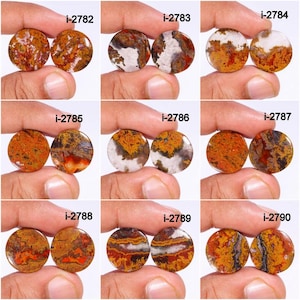 Natural Mexican Flame Agate Pairs - Flame Agate Cabochon - Smooth Polished Cabochon- Flame Agate Crystal for Making Earrings jewelry Supply,