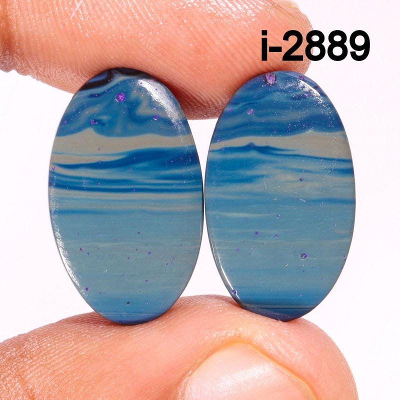 Leland Blue Gemstone Pairs, Oval Sieber Agate Crystals for