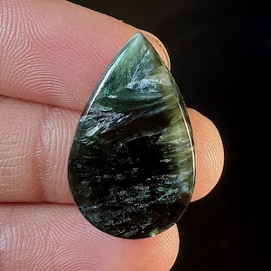 Natural Alluring Seraphinite Cabs- Smooth Polished Cabochon-  Seraphinite Crystal for jewelry and make Pendant 28x17x4mm 18Ct