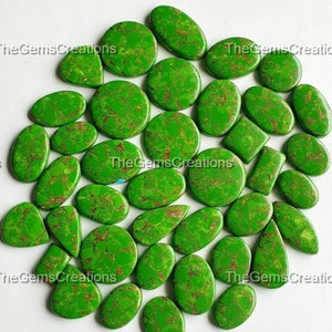 Wholesale Green Copper Turquoise Cabochons Lot - Bulk Loose Polished Green Copper Turquoise Stone Cabs -Turquoise Cab for Making Jewelry