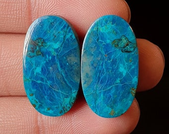 Natural Charming Shattuckite Cabochon - Smooth Polished Cabochon-   Shattuckite Crystal for jewelry make Earring 25x14x4mm. 33Ct