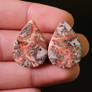Natürliche Leopard Haut Jaspis Cabochon - Glatte polierte Cabochon - Leopard Haut Jaspis Kristall für Schmuck machen Ohrring 25x18x4mm. Jh. 27Ct