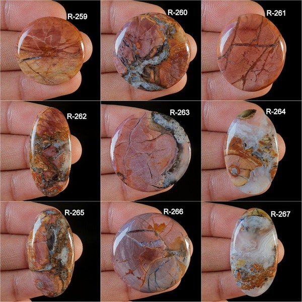 Priday Ranch Plume  Agate-Agate Cabochon - Smooth Polished Cabochon-Priday Ranch Plume Agate Crystal for jewelry