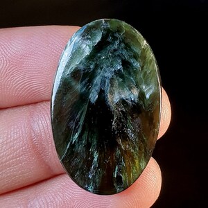 Natural Alluring Seraphinite Cabs- Smooth Polished Cabochon-  Seraphinite Crystal for jewelry and make Pendant 32x20x4.5mm 27Ct
