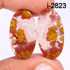 Natural Mexican Flame Agate Pairs - Flame Agate Cabochon - Smooth Polished Cabochon- Flame Agate Crystal for Making Earrings jewelry Supply,