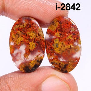 Natural Mexican Flame Agate Pairs - Flame Agate Cabochon - Smooth Polished Cabochon- Flame Agate Crystal for Making Earrings jewelry Supply,