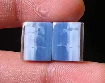 Natural Beautiful Blue Opal Pairs Cabochon - Smooth Polished Cabochon-   Blue Opal Crystal for jewelry make Earring 14x11x4mm. 12Ct