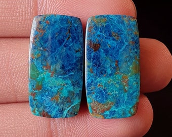 Natural Attractive Shattuckite Cabochon - Smooth Polished Cabochon-   Shattuckite Crystal for jewelry make Earring 25x13x4mm. 38Ct