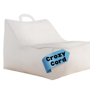 Beige corduroy pouf for children | Soft bean bag | Children&#39;s room | Ergonomic seat with handle | Gift for a toddler
